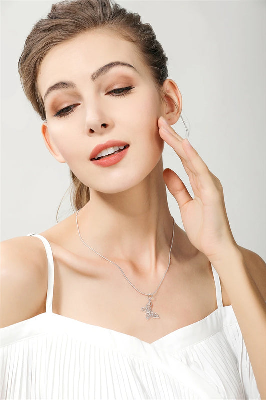 Butterfly 925 Sterling Silver Pendant Necklace | 45cm Snake Chain For Women | Wedding Engagement Jewelry