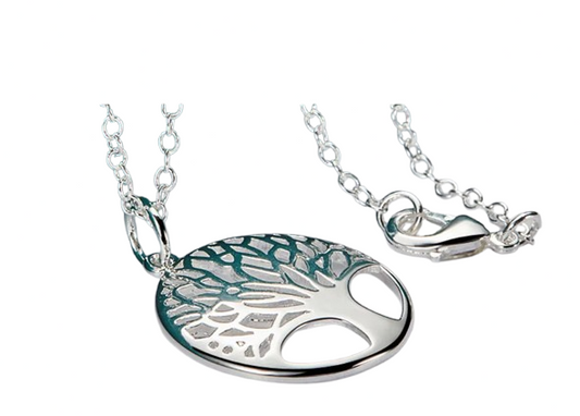 Tree Round 925 Sterling Silver Pendant Necklace | 45cm Snake Chain For Women | Wedding Engagement Jewelry