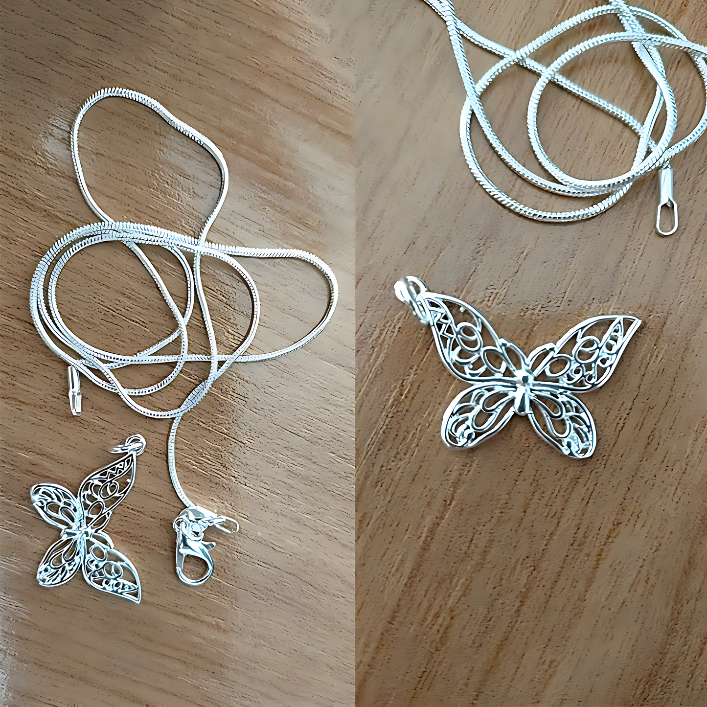 Butterfly 925 Sterling Silver Pendant Necklace | 45cm Snake Chain For Women | Wedding Engagement Jewelry